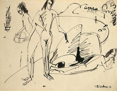 Bathers on the Beach of Fehmarn by Ernst Ludwig Kirchner